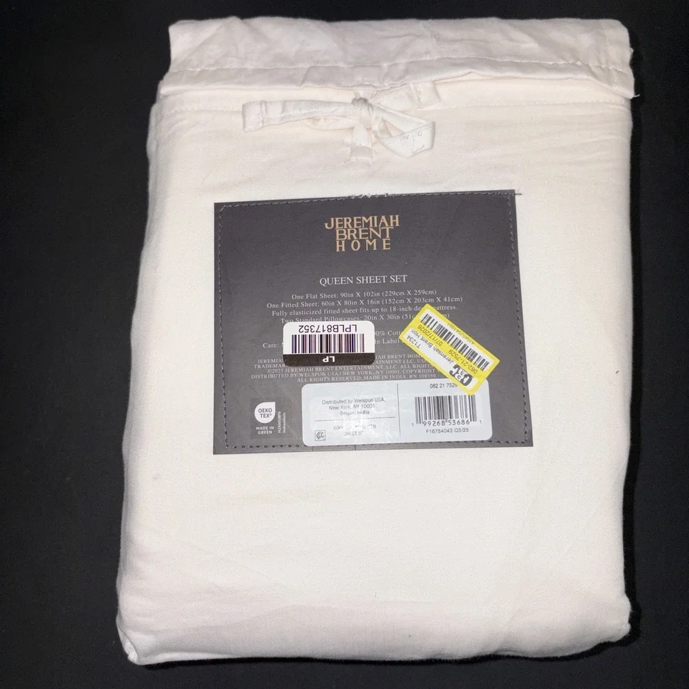Jeremiah Brent Home Cotton Sateen Weave  4 Piece Sheet Set Size Queen 20722